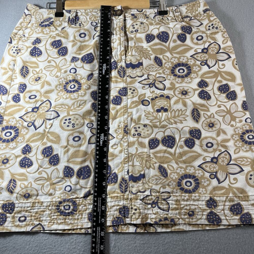 BODEN Floral Print 100% Cotton Straight Mini Skirt Pockets 14 Ivory - Picture 3 of 8